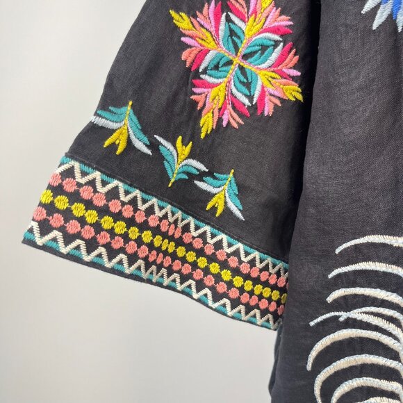 NWOT Johnny Was JULIE LINEN KIMONO Embroidered Floral Open Front Coat Sz PL - Picture 10 of 15